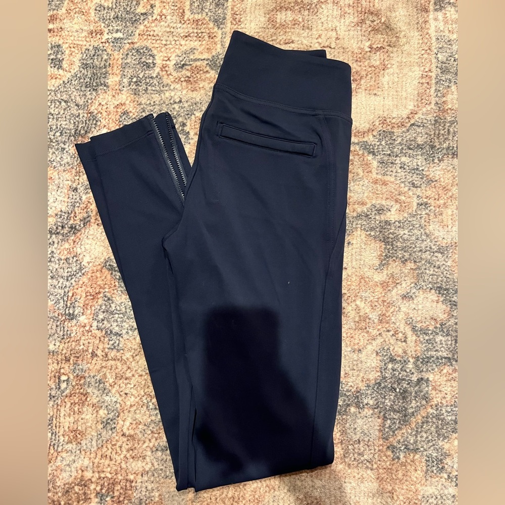 Athleta Dark BLUE Leggings with Zipper Detail